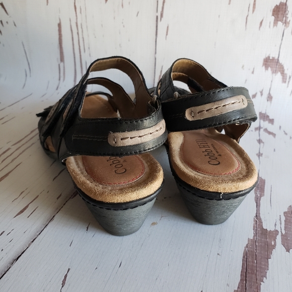 Cobb Hill black leather adjustable straps open toe slide woman sandals size 10 - Picture 3 of 5